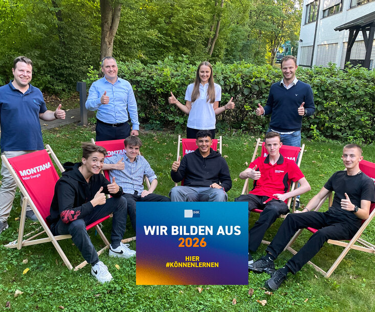 Zufriedene Auszubildende und Ausbilder bei MONTANA im Grünen – Dein Start ins Berufsleben mit Power, Teamgeist und individueller Förderung